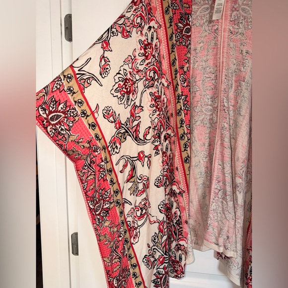 CHICO’S Women’s Floral Pink Kimono Cardigan size L/XL - Picture 3 of 6